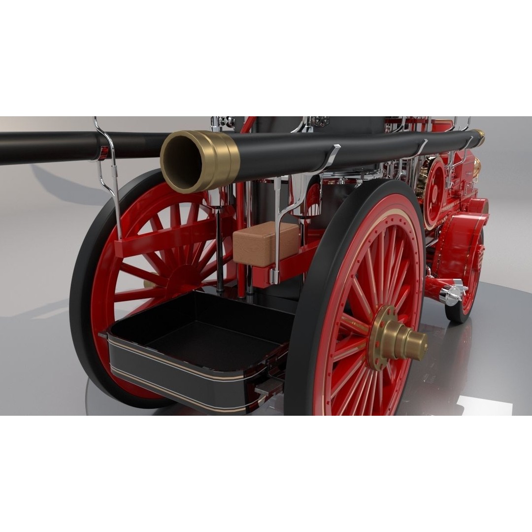 Christie Fire Truck 3D Model – Antique Steam Engine, FBX & OBJ Formats - View 10