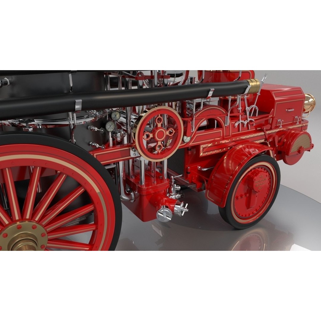 Christie Fire Truck 3D Model – Antique Steam Engine, FBX & OBJ Formats - View 11