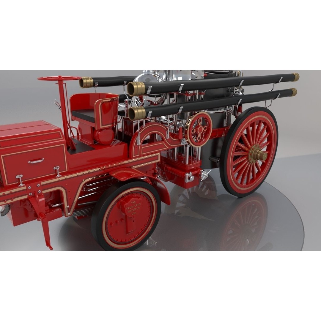 Christie Fire Truck 3D Model – Antique Steam Engine, FBX & OBJ Formats - View 12