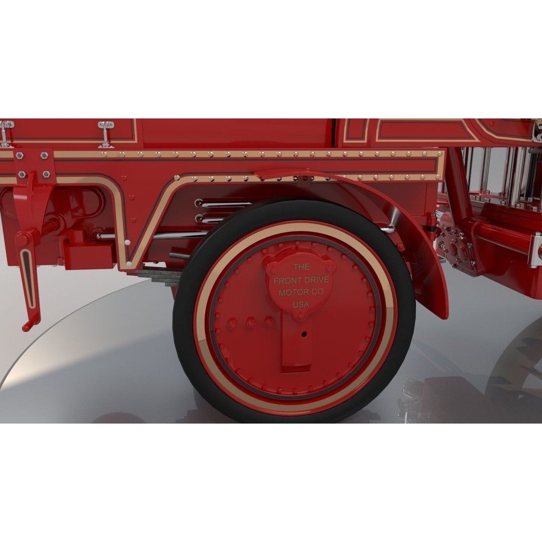 Christie Fire Truck 3D Model – Antique Steam Engine, FBX & OBJ Formats - View 13