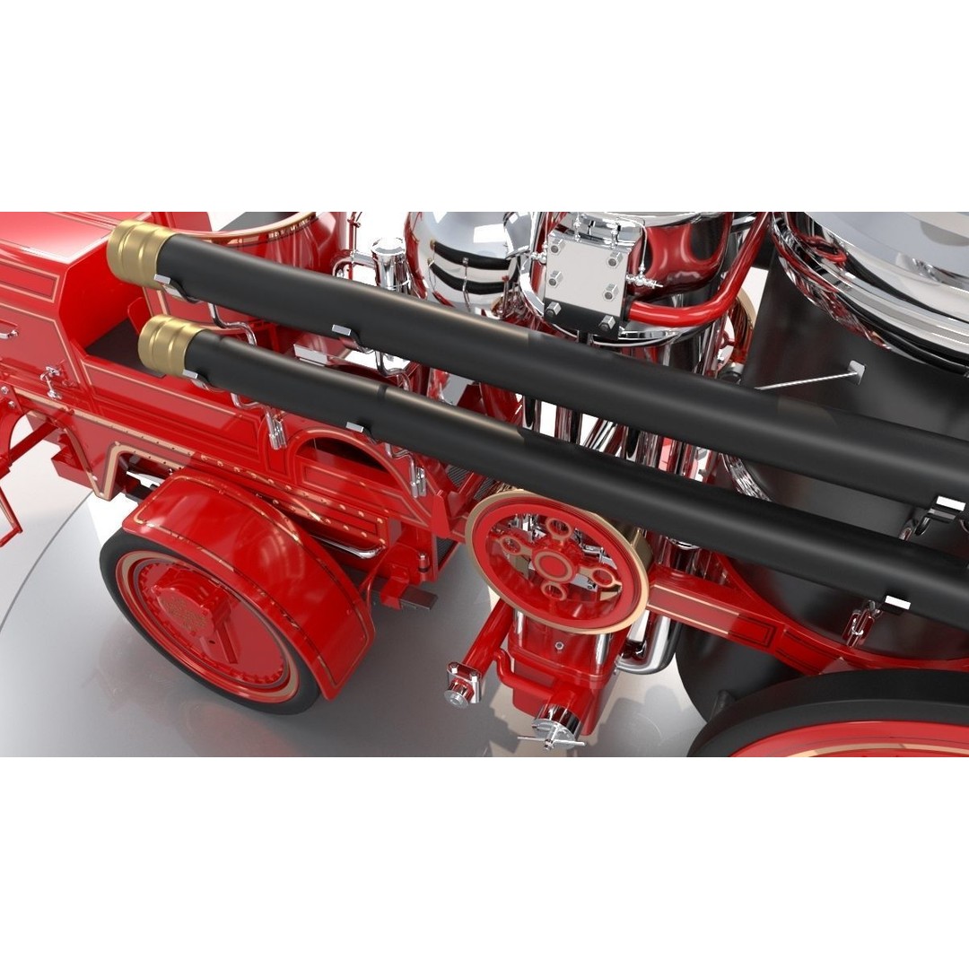 Christie Fire Truck 3D Model – Antique Steam Engine, FBX & OBJ Formats - View 14