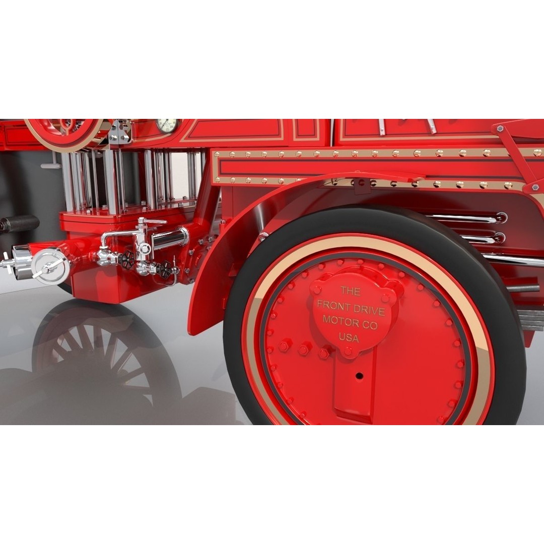 Christie Fire Truck 3D Model – Antique Steam Engine, FBX & OBJ Formats - View 15