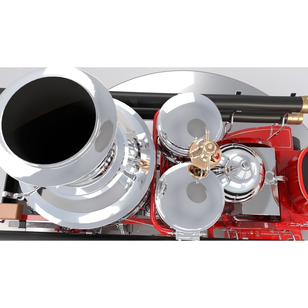 Christie Fire Truck 3D Model – Antique Steam Engine, FBX & OBJ Formats - View 16