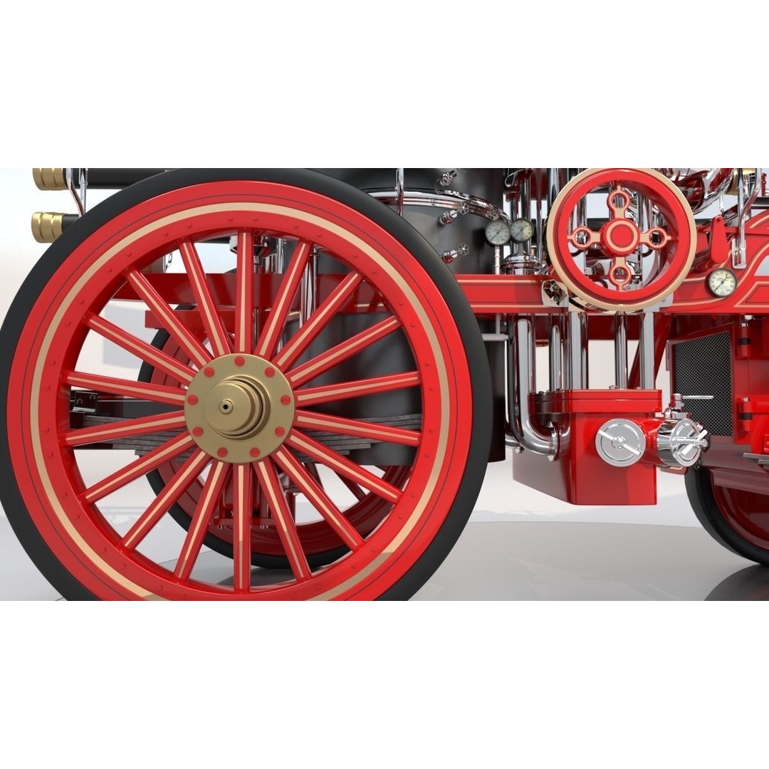Christie Fire Truck 3D Model – Antique Steam Engine, FBX & OBJ Formats - View 17