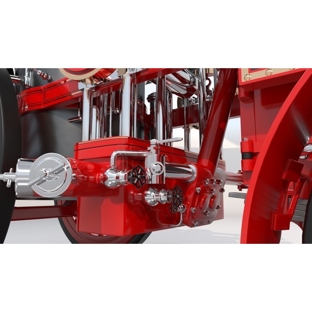 Christie Fire Truck 3D Model – Antique Steam Engine, FBX & OBJ Formats - View 19