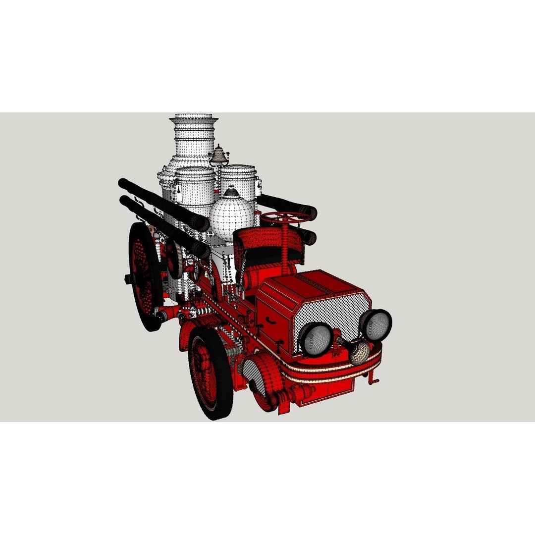 Christie Fire Truck 3D Model – Antique Steam Engine, FBX & OBJ Formats - View 21