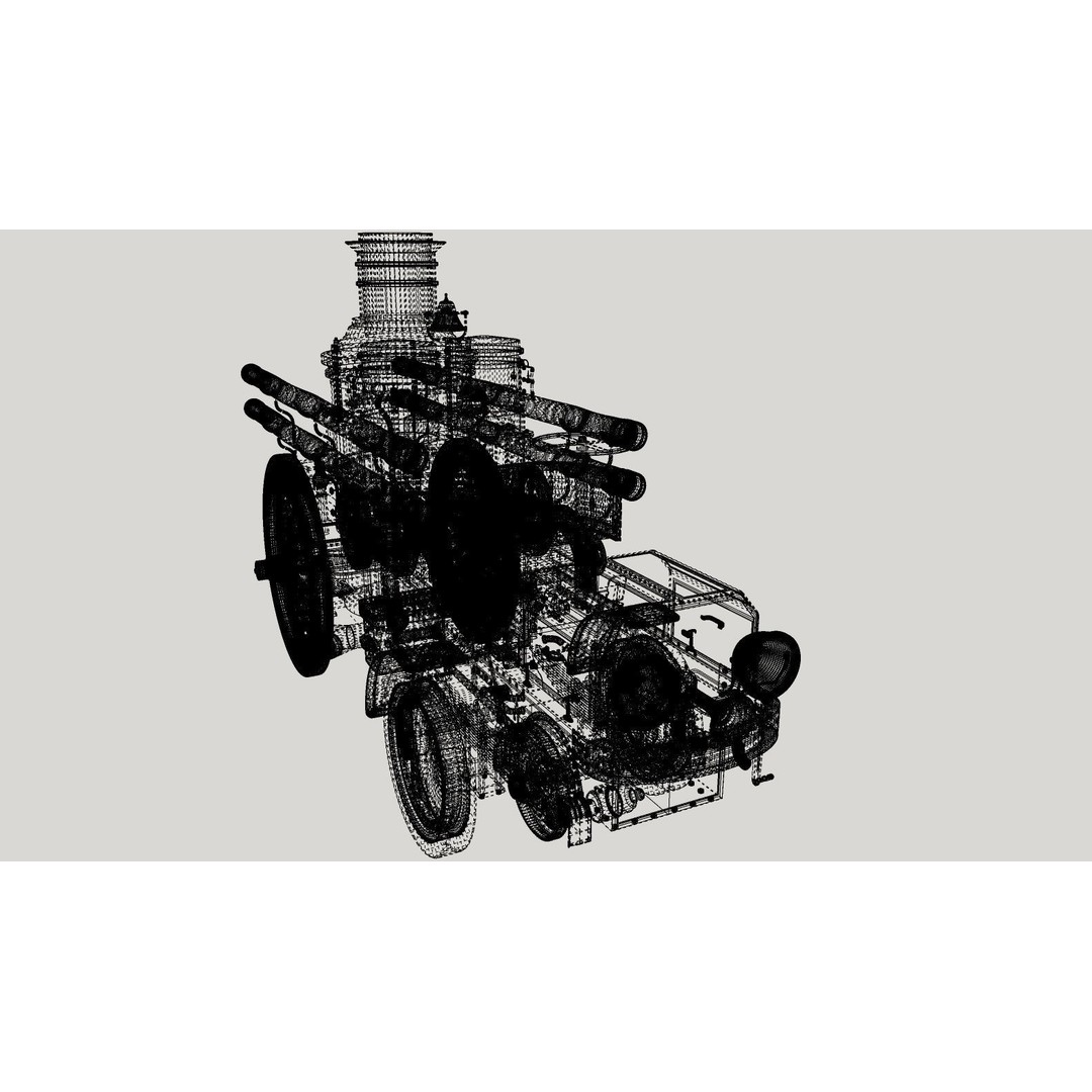 Christie Fire Truck 3D Model – Antique Steam Engine, FBX & OBJ Formats - View 22