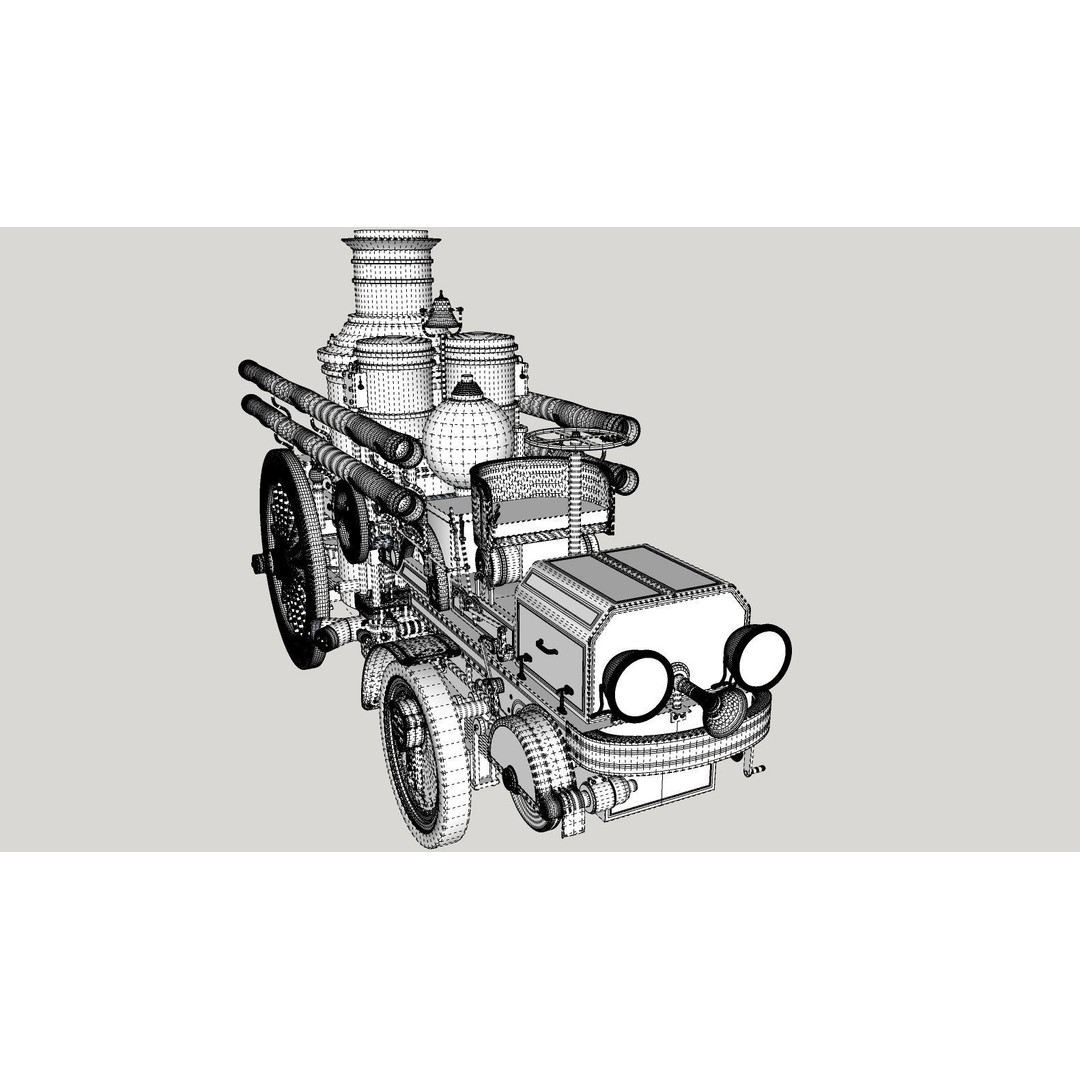 Christie Fire Truck 3D Model – Antique Steam Engine, FBX & OBJ Formats - View 23