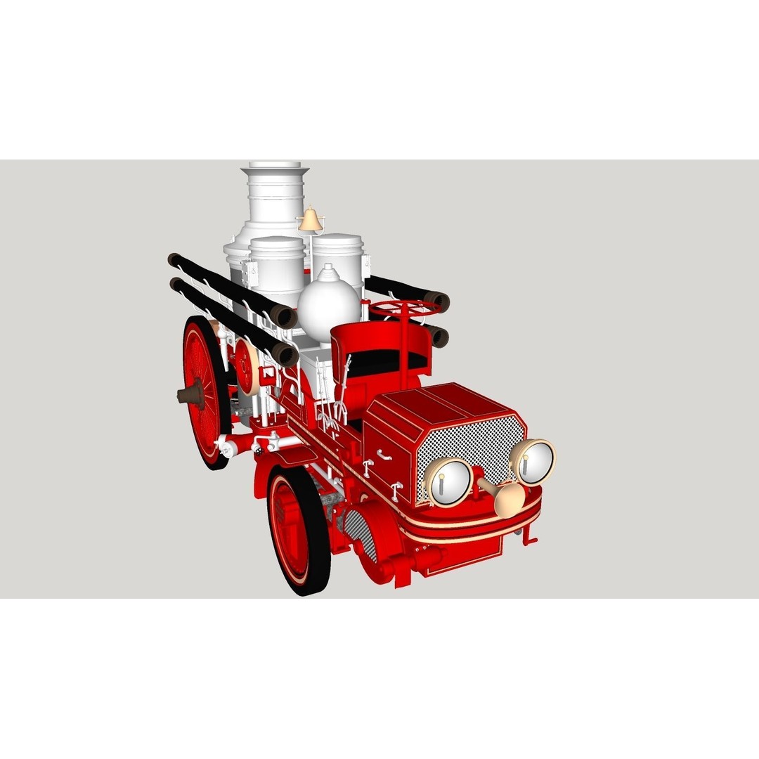 Christie Fire Truck 3D Model – Antique Steam Engine, FBX & OBJ Formats - View 24