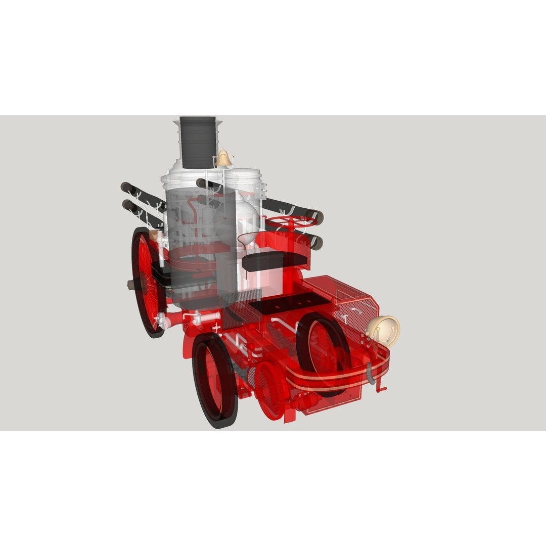 Christie Fire Truck 3D Model – Antique Steam Engine, FBX & OBJ Formats - View 25