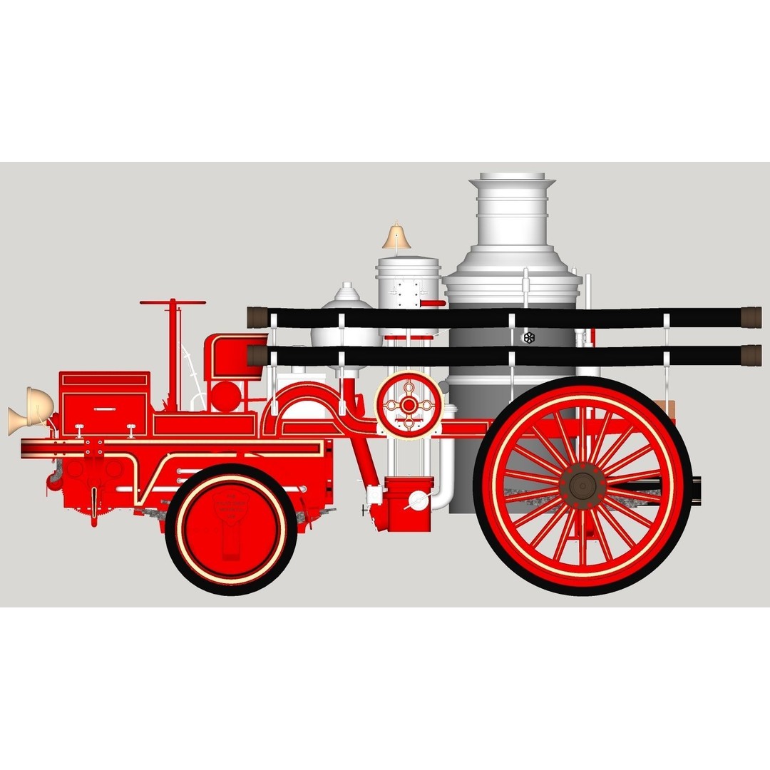 Christie Fire Truck 3D Model – Antique Steam Engine, FBX & OBJ Formats - View 29