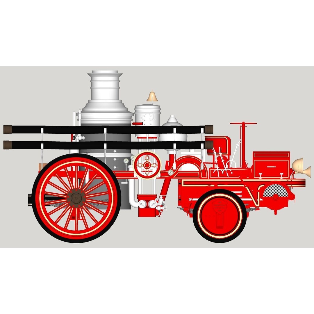 Christie Fire Truck 3D Model – Antique Steam Engine, FBX & OBJ Formats - View 30