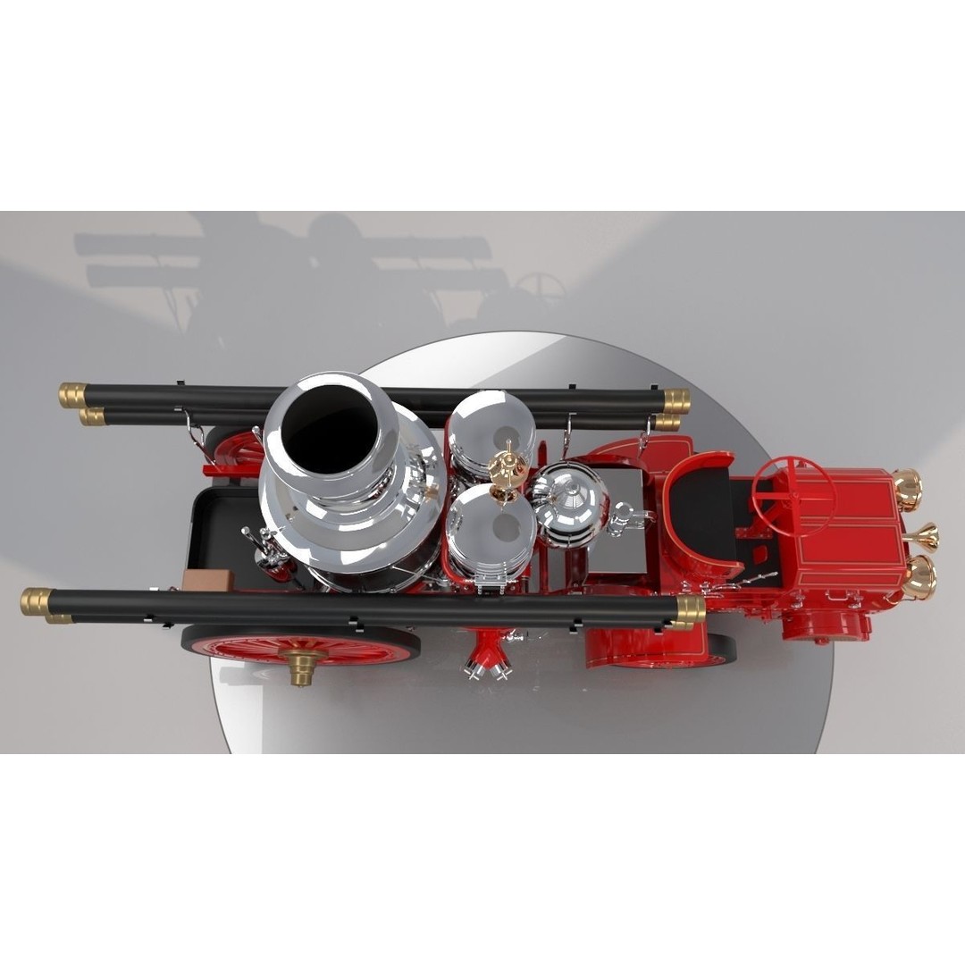 Christie Fire Truck 3D Model – Antique Steam Engine, FBX & OBJ Formats - View 5