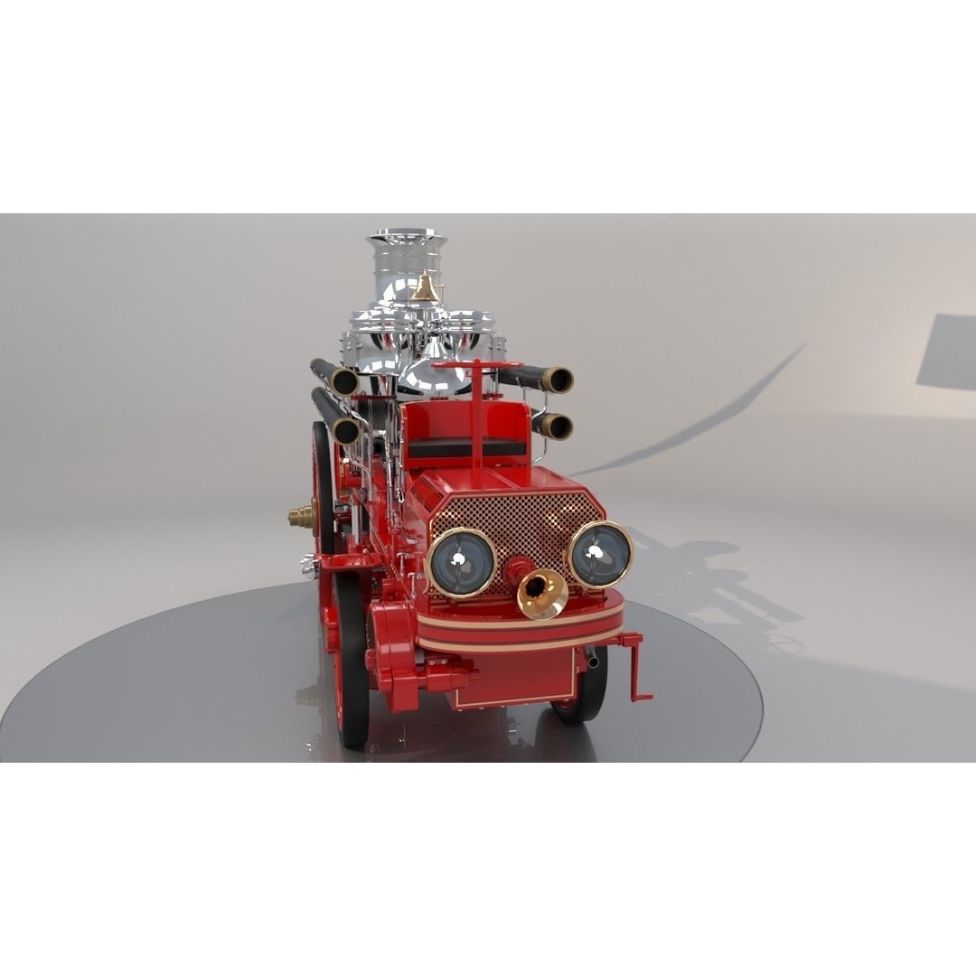 Christie Fire Truck 3D Model – Antique Steam Engine, FBX & OBJ Formats - View 6