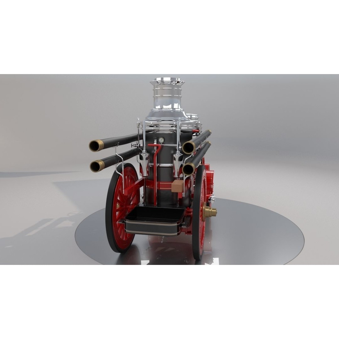 Christie Fire Truck 3D Model – Antique Steam Engine, FBX & OBJ Formats - View 7