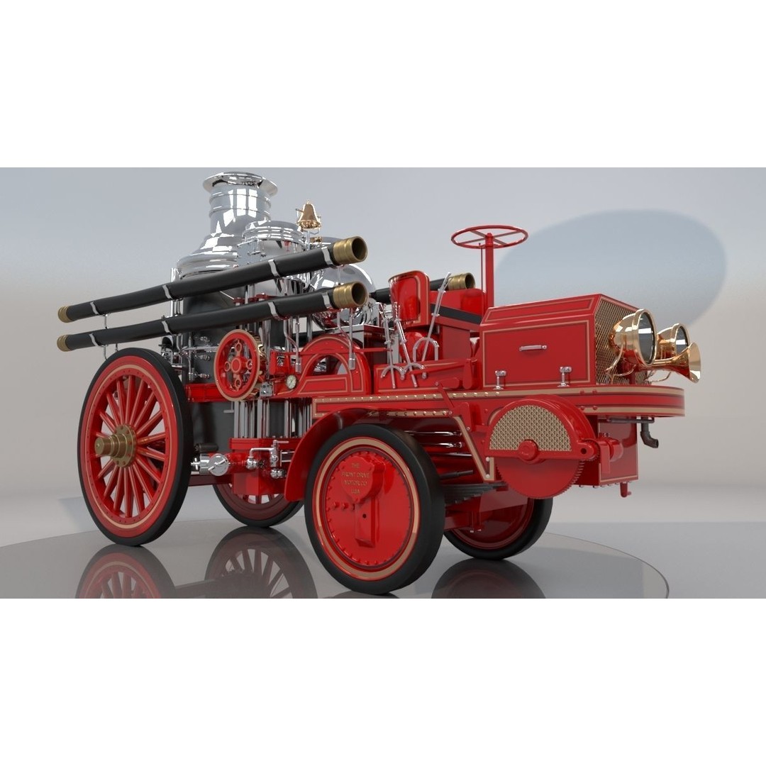Christie Fire Truck 3D Model – Antique Steam Engine, FBX & OBJ Formats - View 8