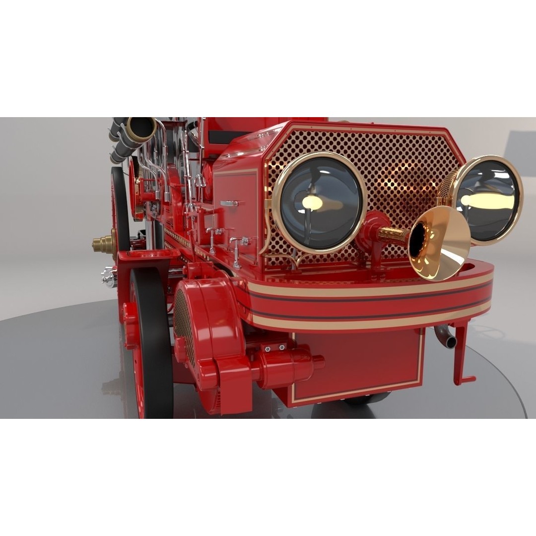Christie Fire Truck 3D Model – Antique Steam Engine, FBX & OBJ Formats - View 9