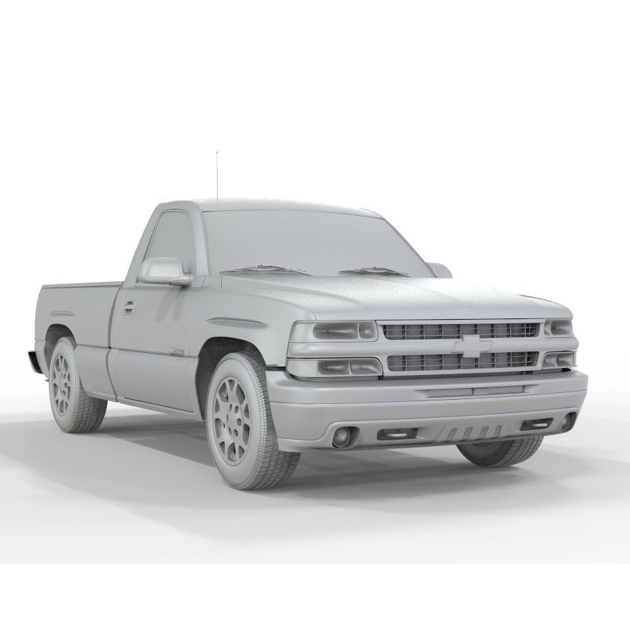 Chevrolet Silverado 2001 1500 3D Model – Low Poly Truck Asset, FBX