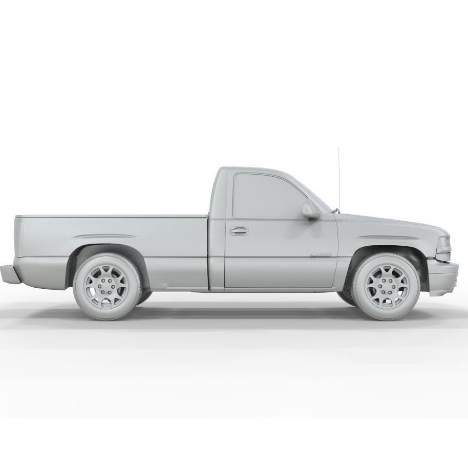 Chevrolet Silverado 2001 1500 3D Model – Low Poly Truck Asset, FBX - View 11