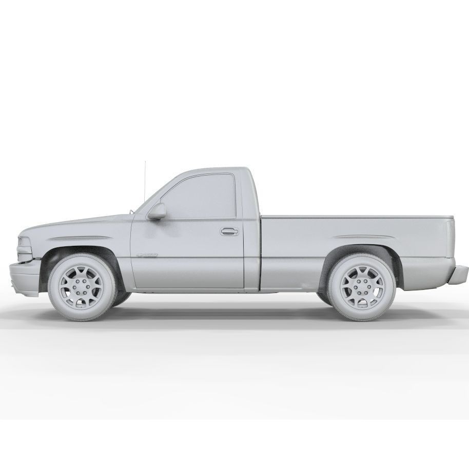Chevrolet Silverado 2001 1500 3D Model – Low Poly Truck Asset, FBX - View 12