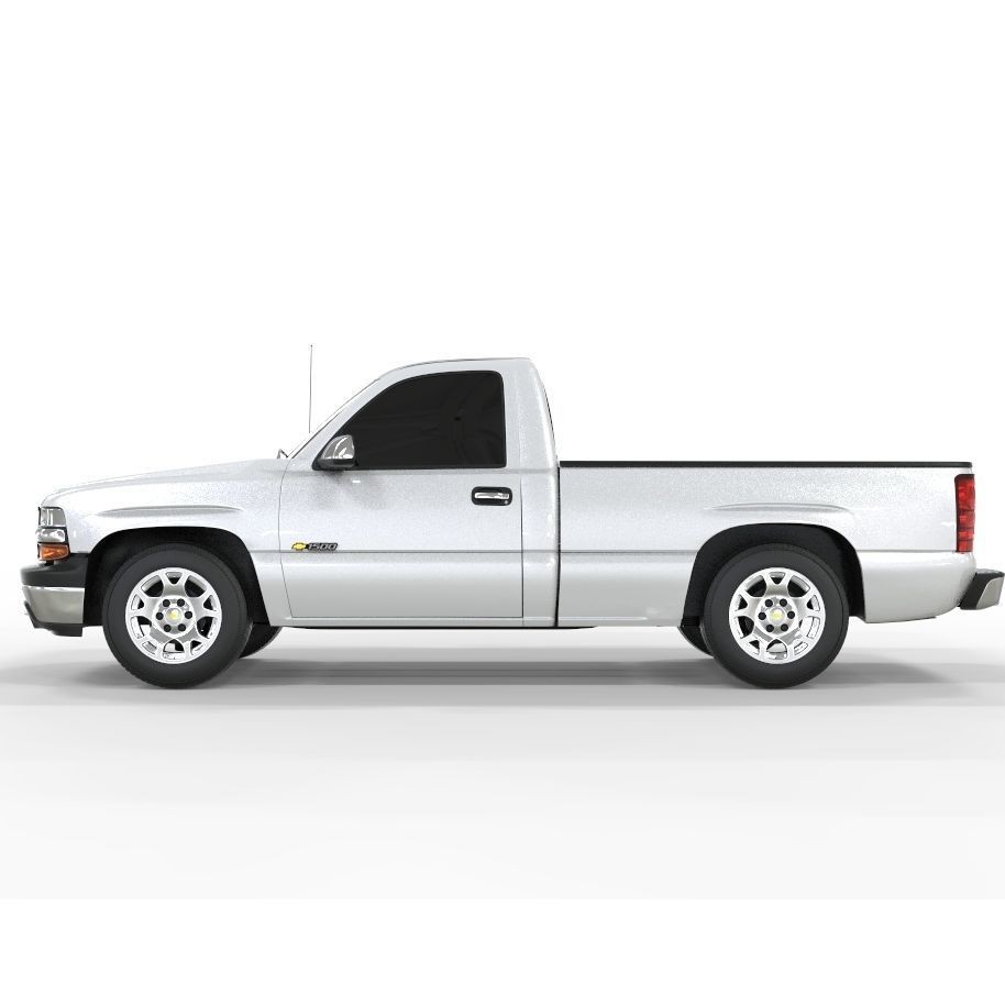 Chevrolet Silverado 2001 1500 3D Model – Low Poly Truck Asset, FBX - View 3