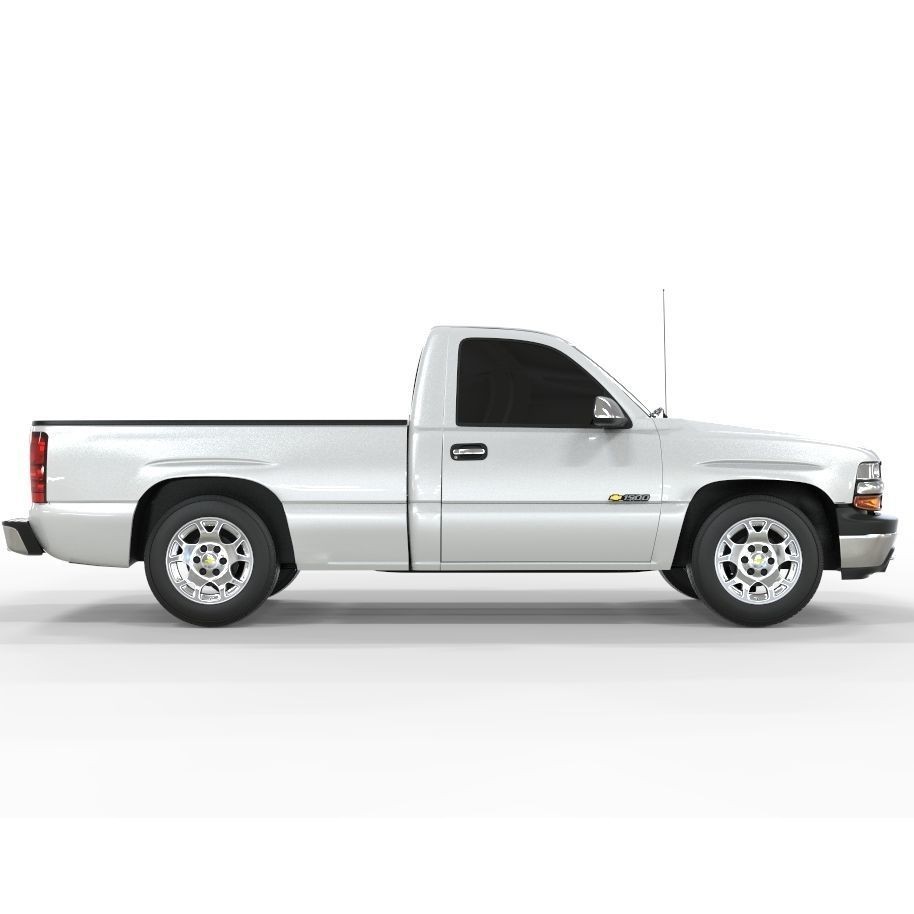 Chevrolet Silverado 2001 1500 3D Model – Low Poly Truck Asset, FBX - View 4
