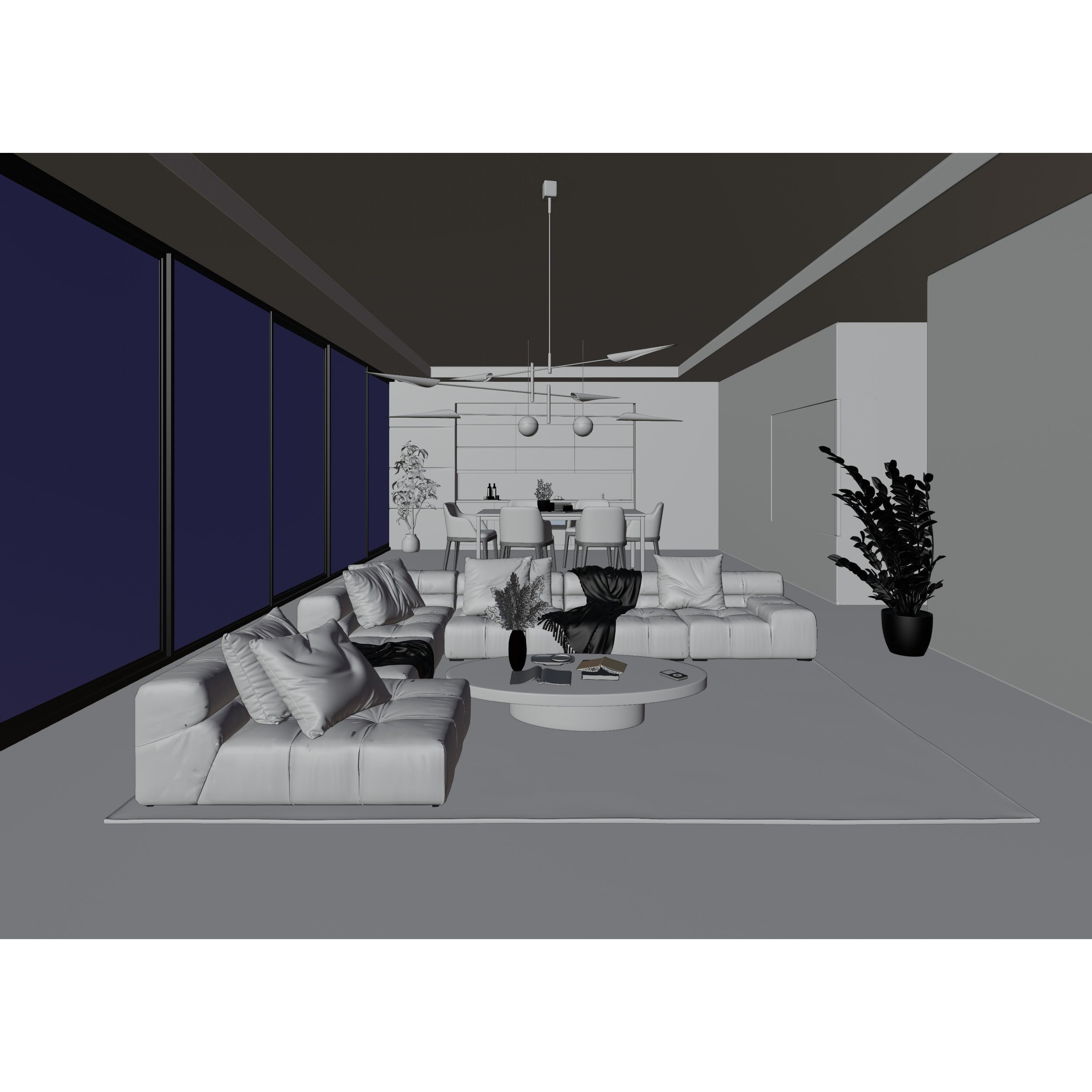 Luxury Apartment Scene - PBR 3D Model - View 12