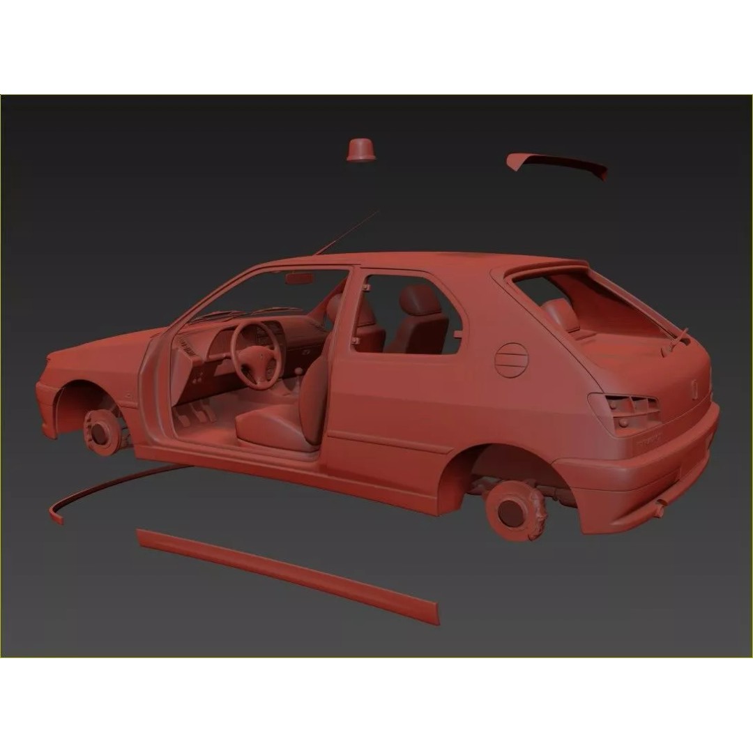 Peugeot 306 Gendarmerie 3D Model – High Poly Car Asset, FBX, OBJ