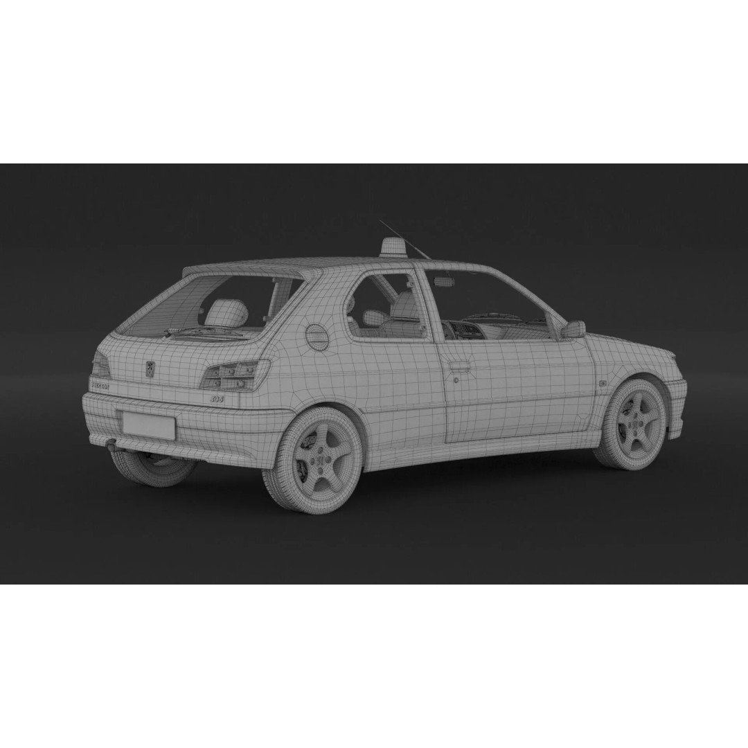 Peugeot 306 Gendarmerie 3D Model – High Poly Car Asset, FBX, OBJ - View 10