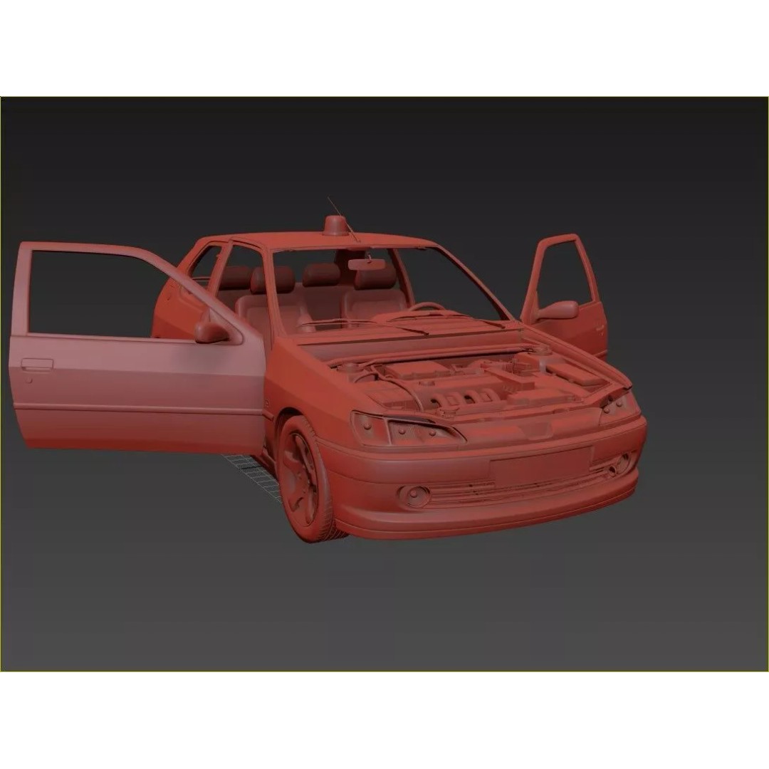 Peugeot 306 Gendarmerie 3D Model – High Poly Car Asset, FBX, OBJ - View 13