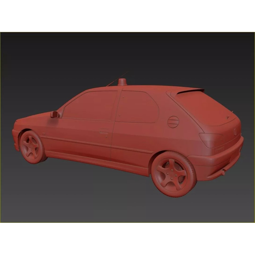 Peugeot 306 Gendarmerie 3D Model – High Poly Car Asset, FBX, OBJ - View 16