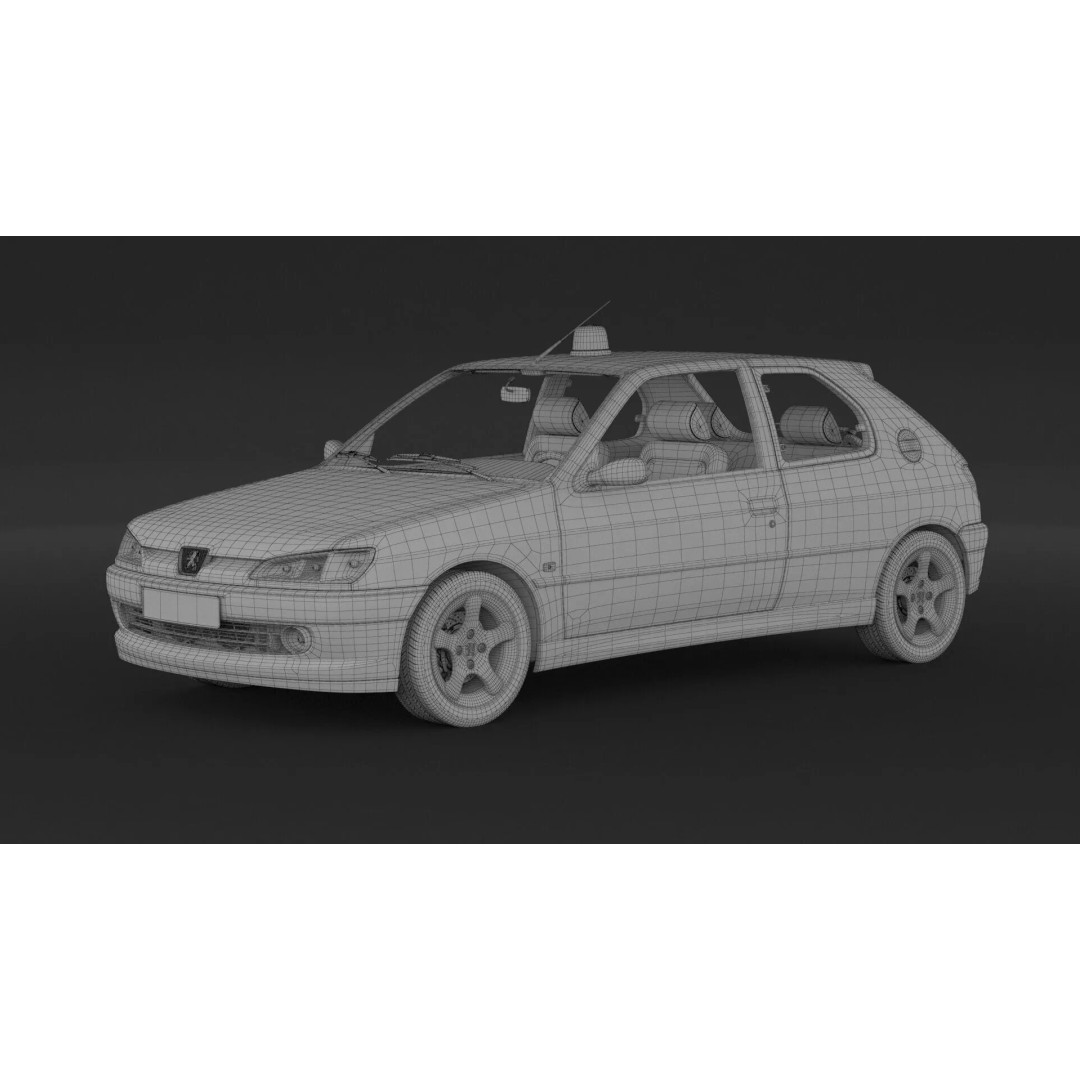 Peugeot 306 Gendarmerie 3D Model – High Poly Car Asset, FBX, OBJ - View 9