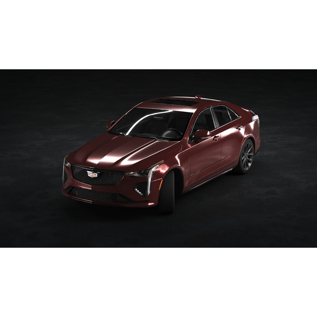 Cadillac CT4 V 3D Model – Low Poly Game Ready Vehicle, FBX, OBJ - View 10