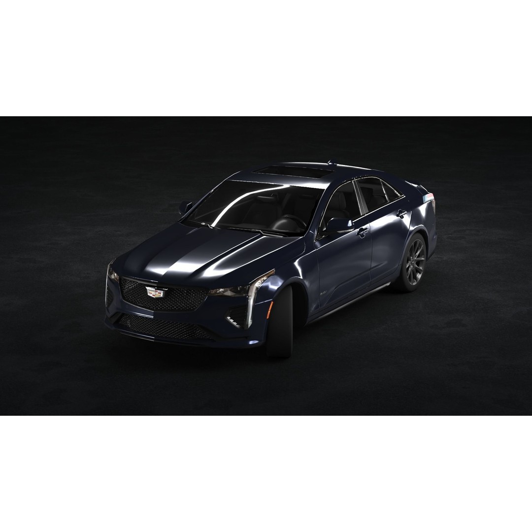 Cadillac CT4 V 3D Model – Low Poly Game Ready Vehicle, FBX, OBJ - View 11