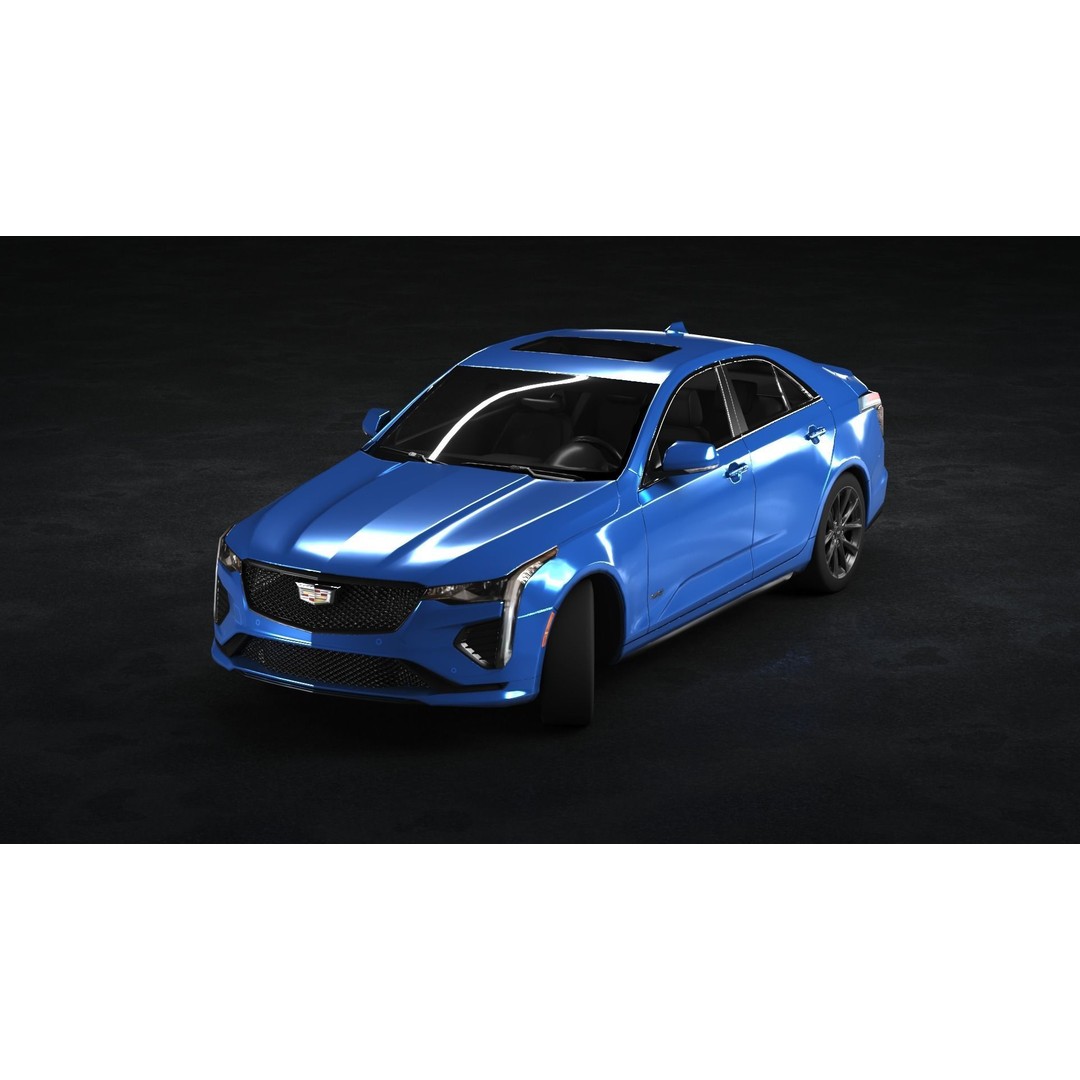 Cadillac CT4 V 3D Model – Low Poly Game Ready Vehicle, FBX, OBJ - View 12