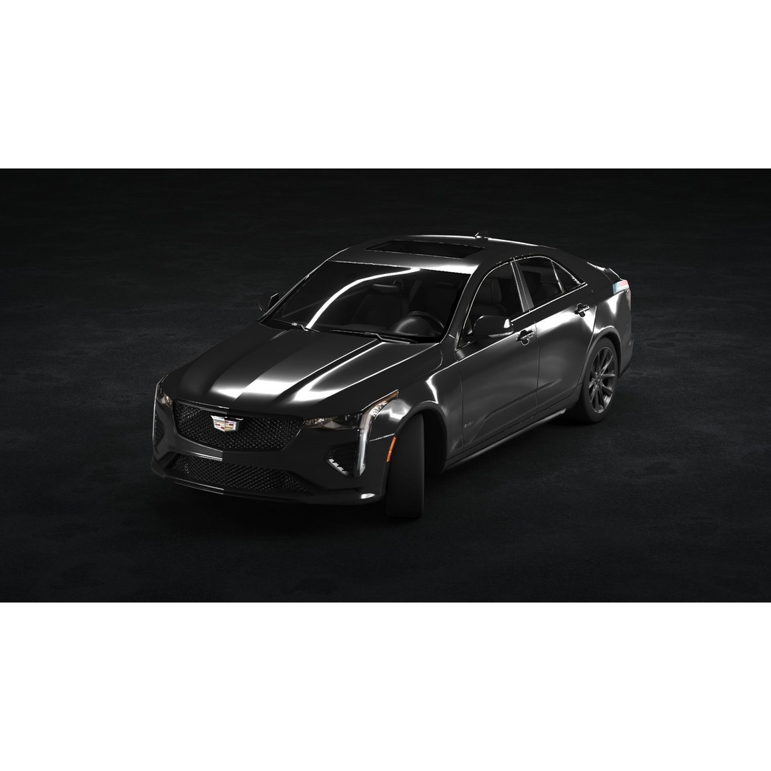 Cadillac CT4 V 3D Model – Low Poly Game Ready Vehicle, FBX, OBJ - View 13