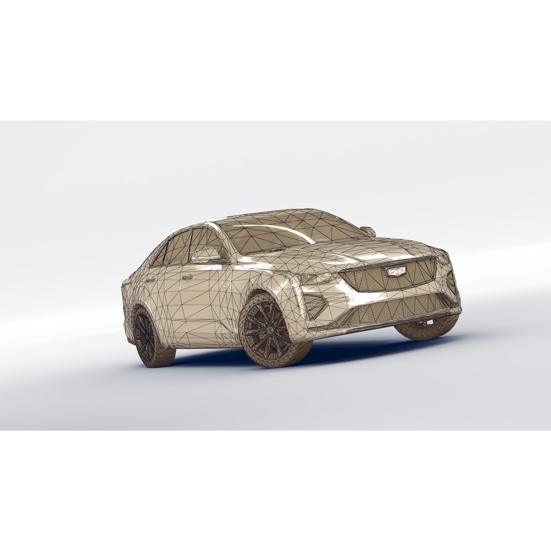 Cadillac CT4 V 3D Model – Low Poly Game Ready Vehicle, FBX, OBJ - View 16