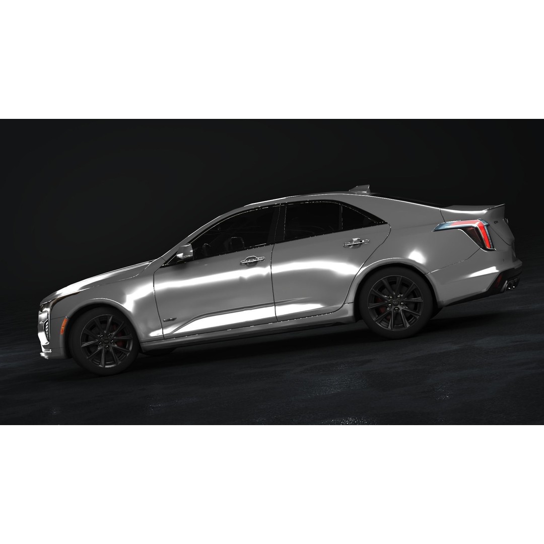 Cadillac CT4 V 3D Model – Low Poly Game Ready Vehicle, FBX, OBJ - View 6