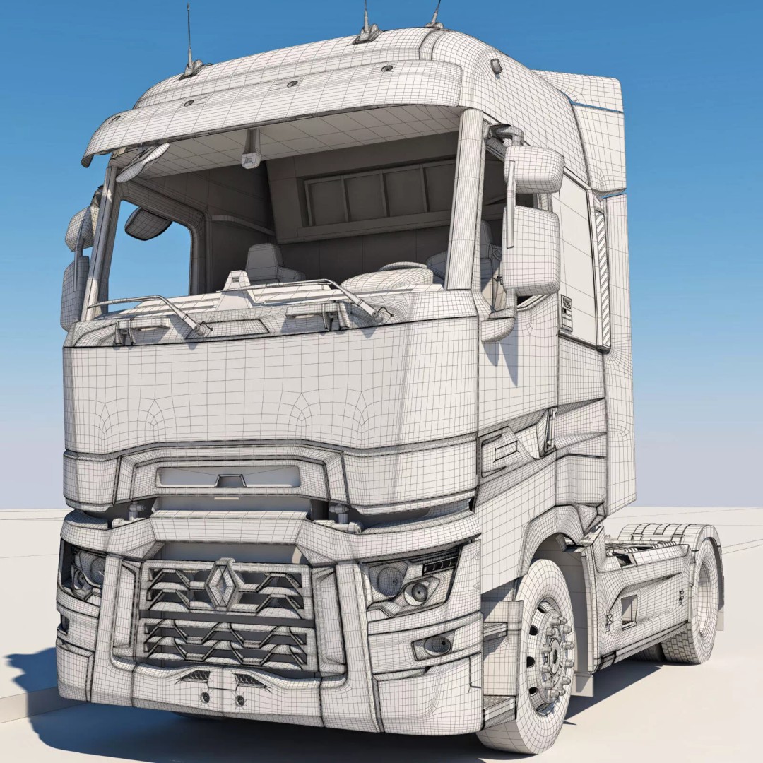 Renault T Container 3D Model – Realistic Truck Asset, FBX/OBJ Formats - View 30