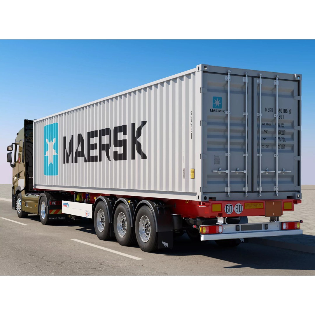 Renault T Container 3D Model – Realistic Truck Asset, FBX/OBJ Formats - View 4