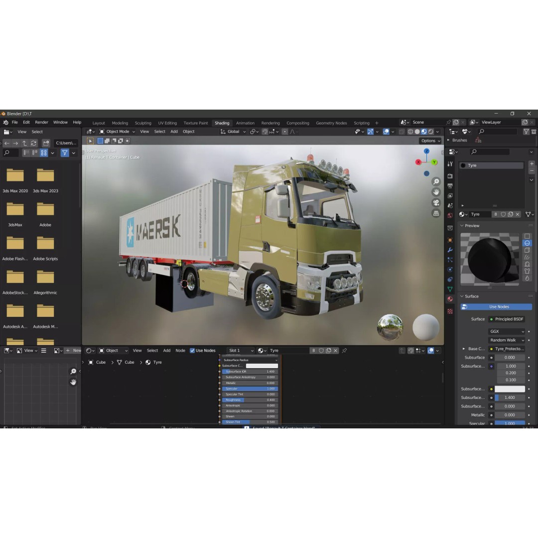 Renault T Container 3D Model – Realistic Truck Asset, FBX/OBJ Formats - View 6