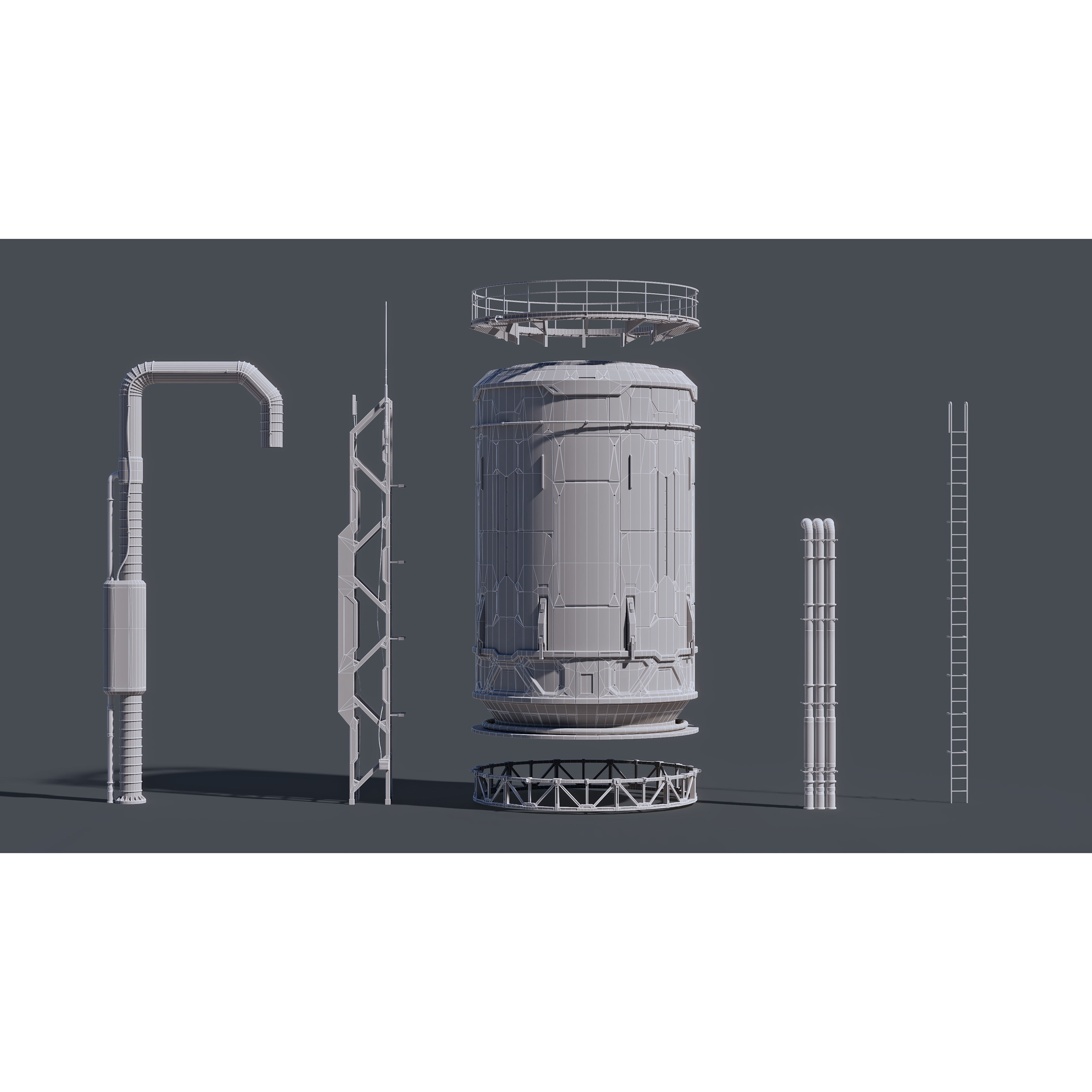 Sci-Fi Building 001 - Low-Poly Game-Ready 3D Model