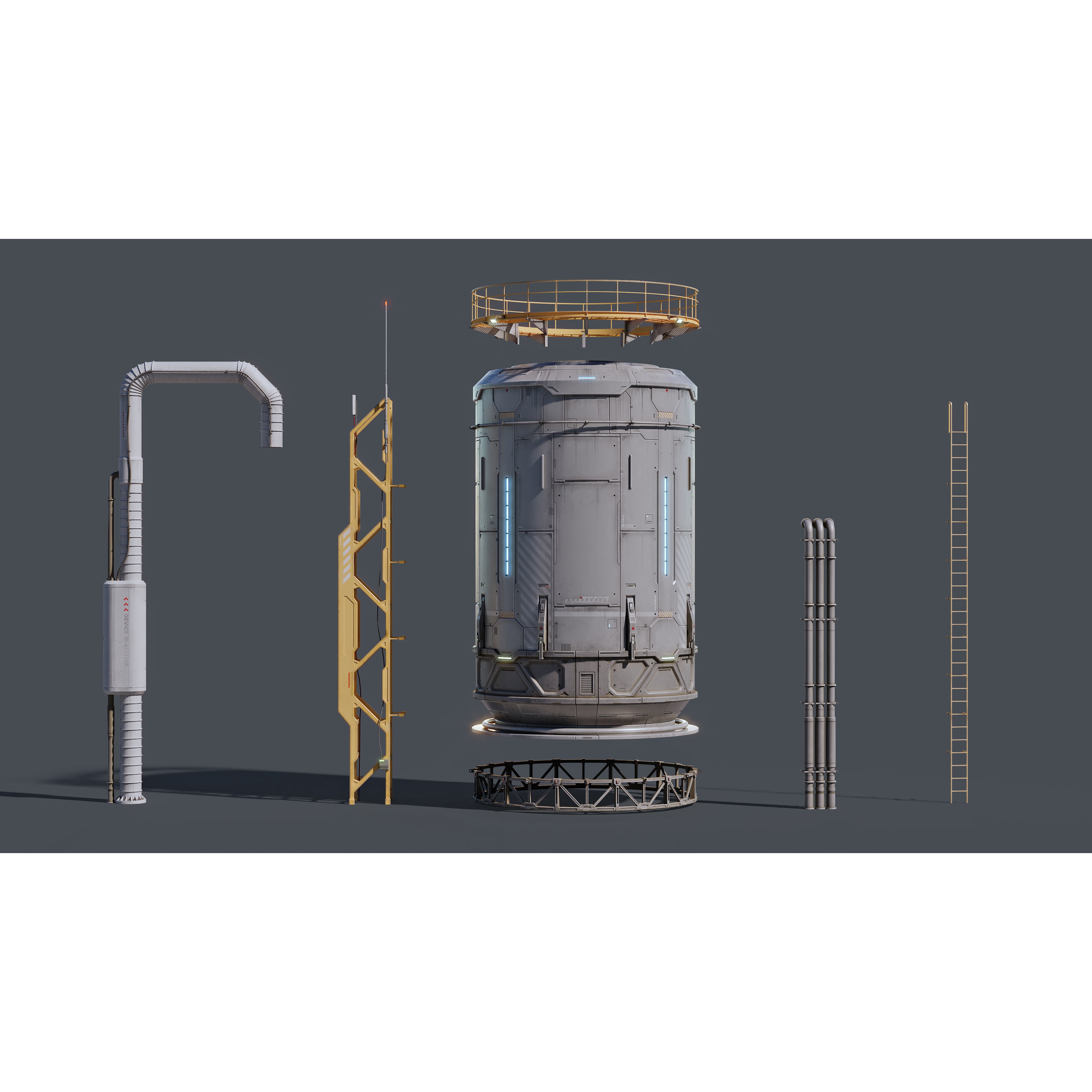 Sci-Fi Building 001 - Low-Poly Game-Ready 3D Model - View 11