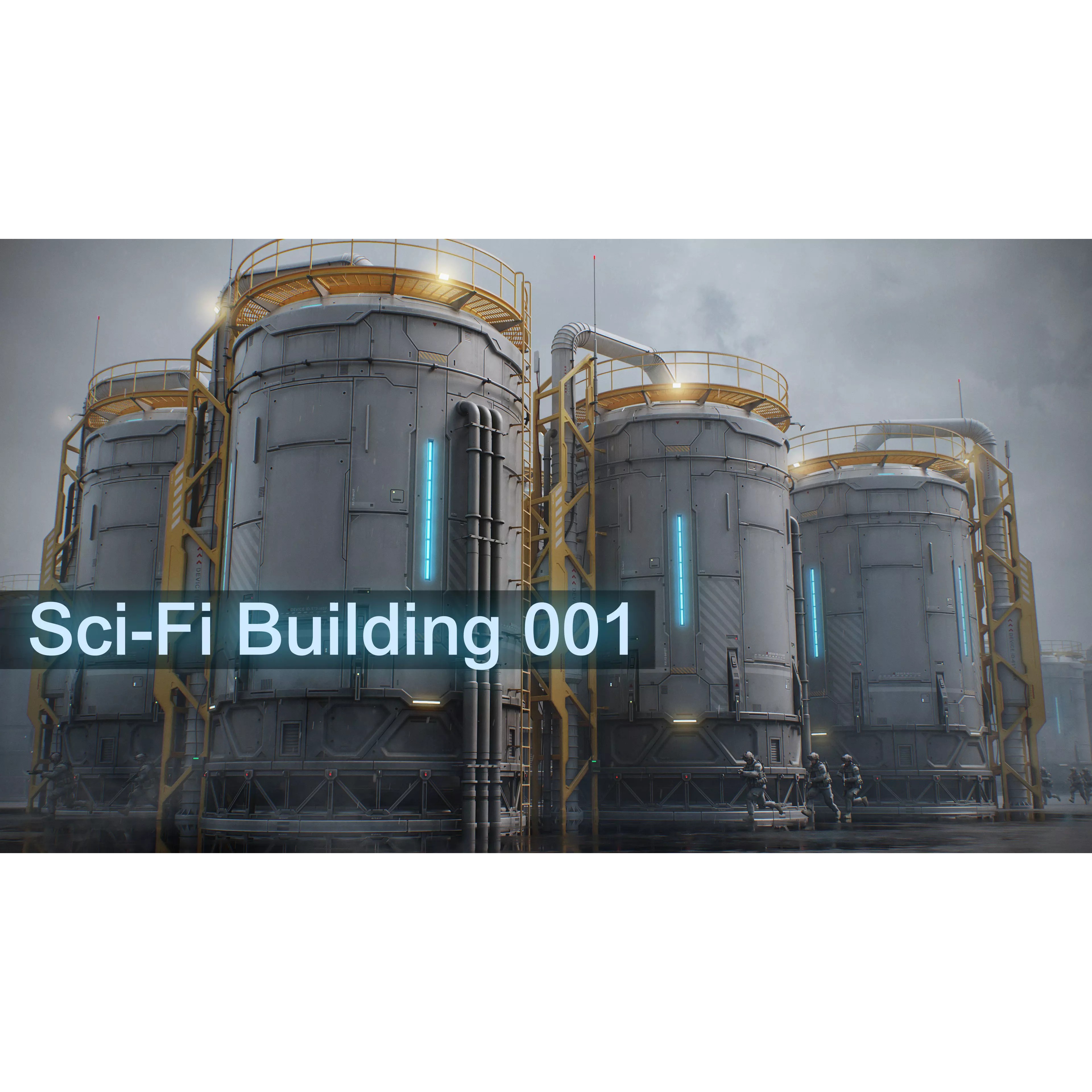Sci-Fi Building 001 - Low-Poly Game-Ready 3D Model - View 2
