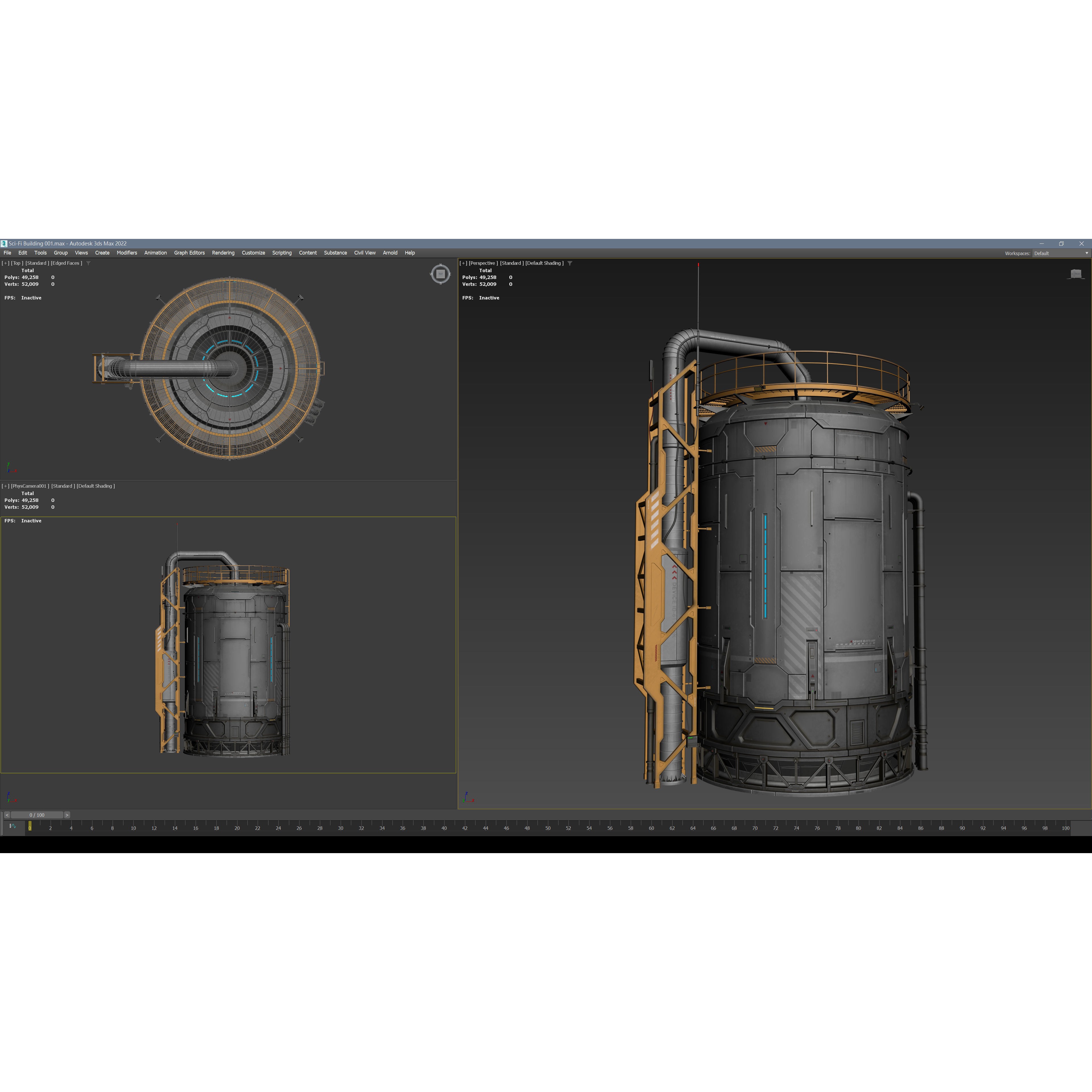 Sci-Fi Building 001 - Low-Poly Game-Ready 3D Model - View 5