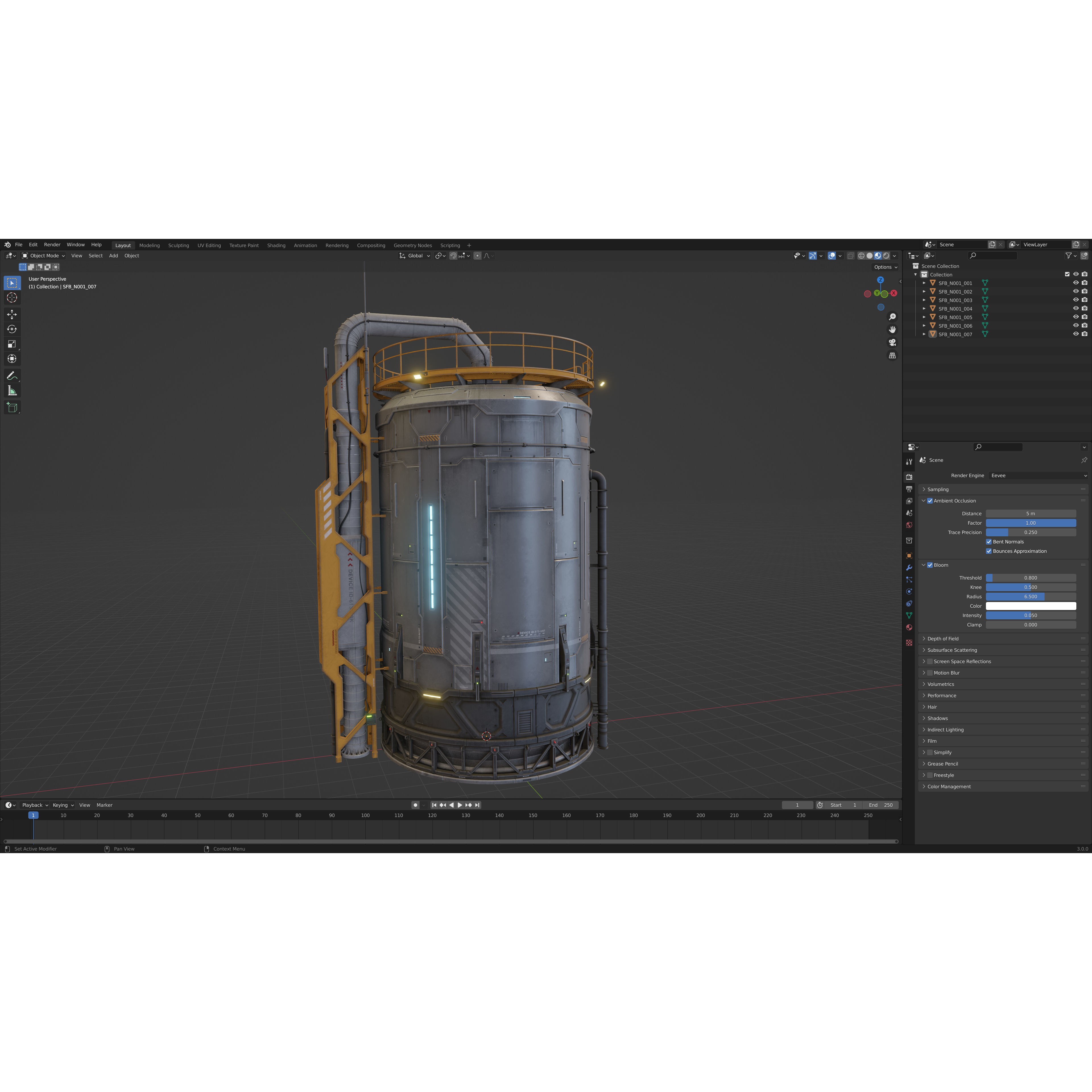 Sci-Fi Building 001 - Low-Poly Game-Ready 3D Model - View 6