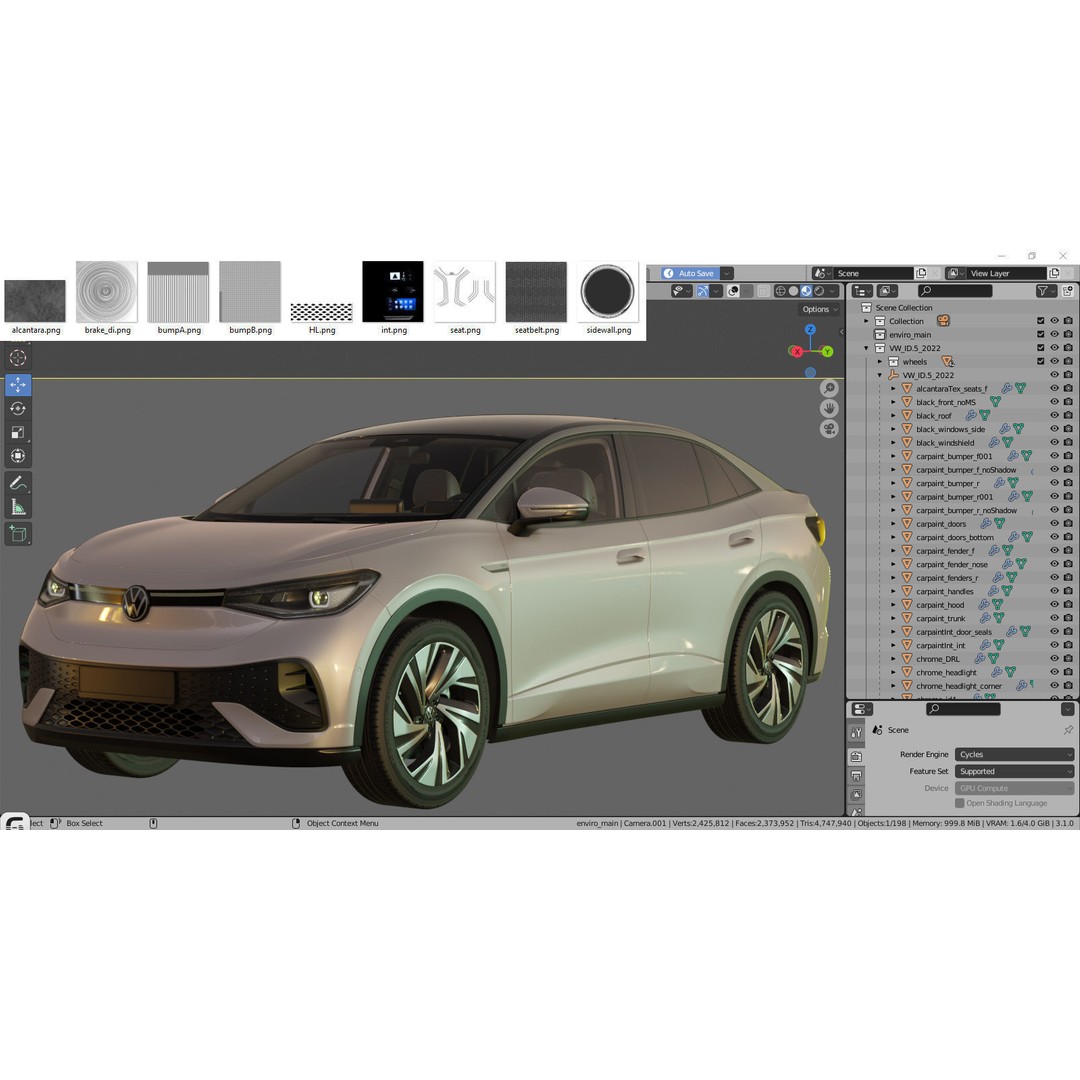 Volkswagen ID.5 3D Model – Detailed SUV, FBX, OBJ, Blender