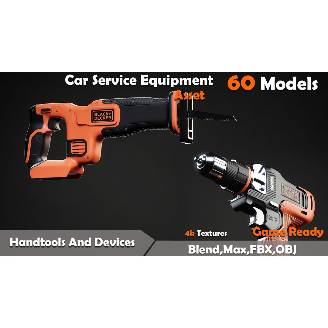 Car Service Equipment 3D Model – Low Poly PBR Asset, FBX, OBJ - View 6