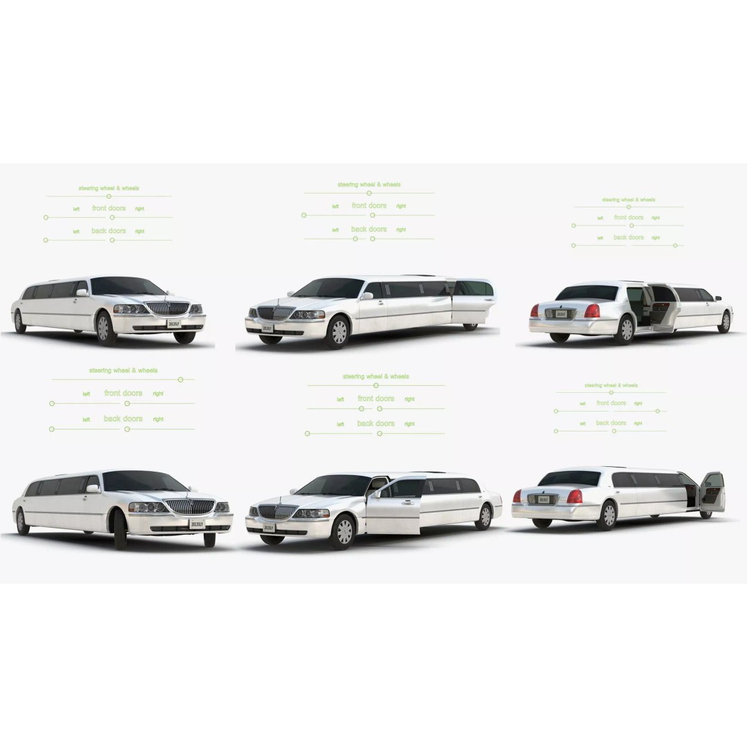 Luxury Lincoln Stretch Limousine 3D Model – Rigged PBR Asset, FBX - View 14