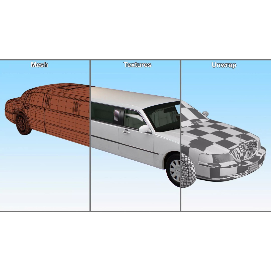 Luxury Lincoln Stretch Limousine 3D Model – Rigged PBR Asset, FBX - View 15